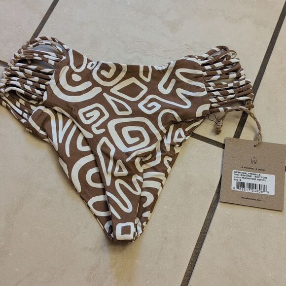 NWT Stone Fox Swim Simone Bottom In Rawhide Swirl Brown White S - Picture 2 of 10